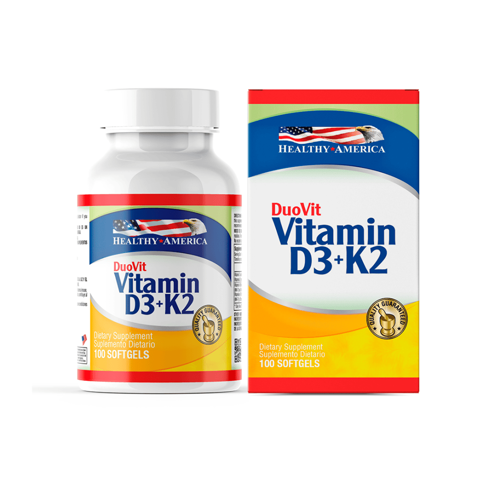 DUOVIT VITAMIN D3+K2 1 DUOVIT VITAMIN D3+K2 Healthy America 100 Cápsulas