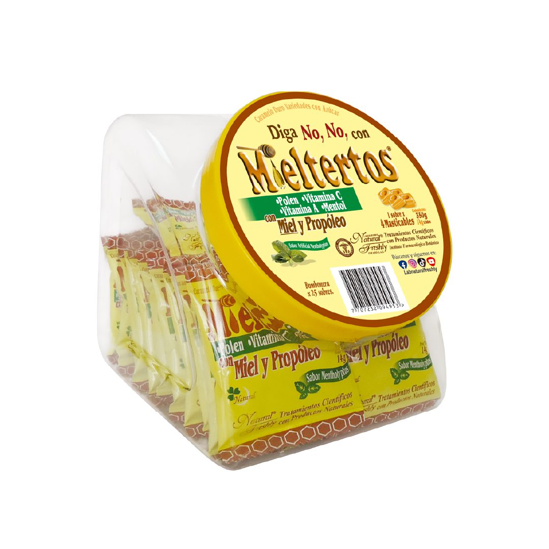 MIELTERTOS MASTICABLE BOMBONERA X 25 UNID MIELTERTOS MASTICABLE BOMBONERA X 25 UNID Natural Freshly 25 Sachets x 4 Unidades Masticables
