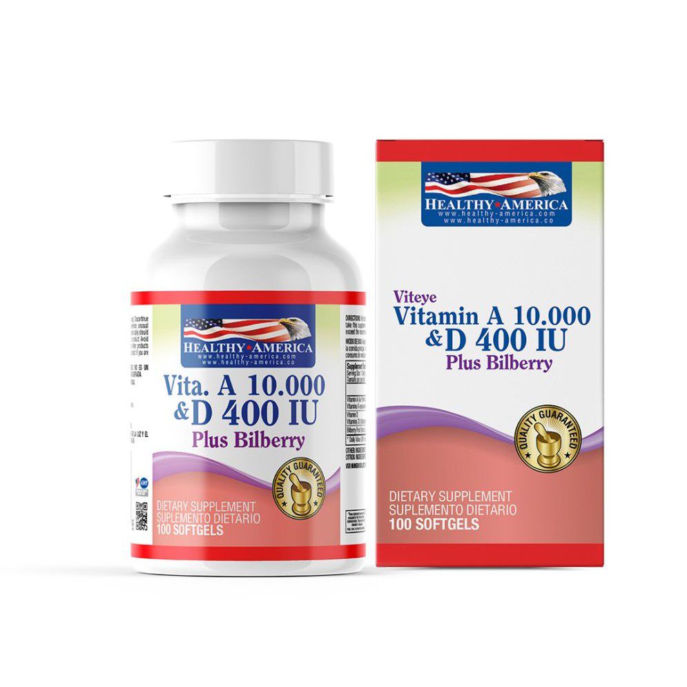 VITAMINA A 10000 IU + VITAMINA D 400 IU X 100 PERL VITAMINA A 10000 IU + VITAMINA D 400 IU X 100 PERL Healthy America 100 Cápsulas