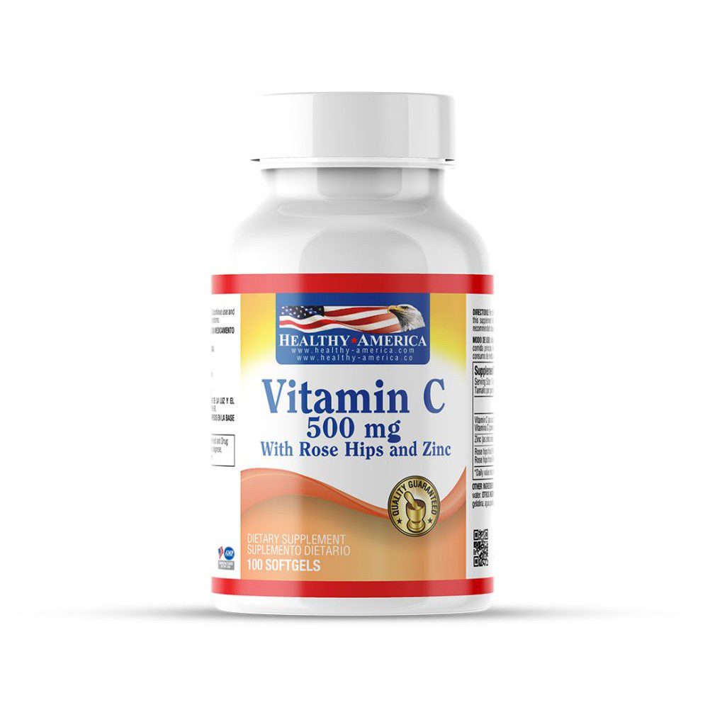 VITAMINA C + HIPE ROSE 500 MG X 100 PERLA HA VITAMINA C + HIPE ROSE 500 MG X 100 PERLA HA Healthy America 100 Cápsulas