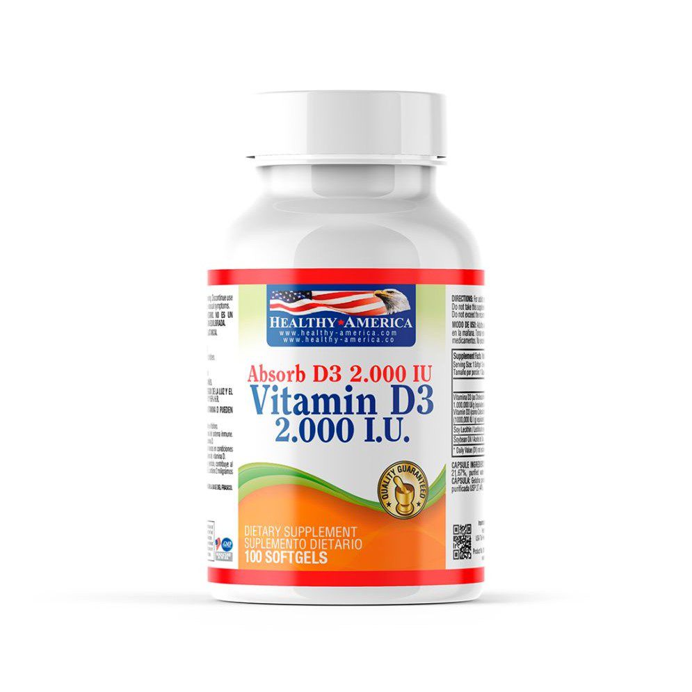 VITAMINA D3 2000 IU X 100 SOFG HA VITAMINA D3 2000 IU X 100 SOFG HA Healthy America 100 Cápsulas