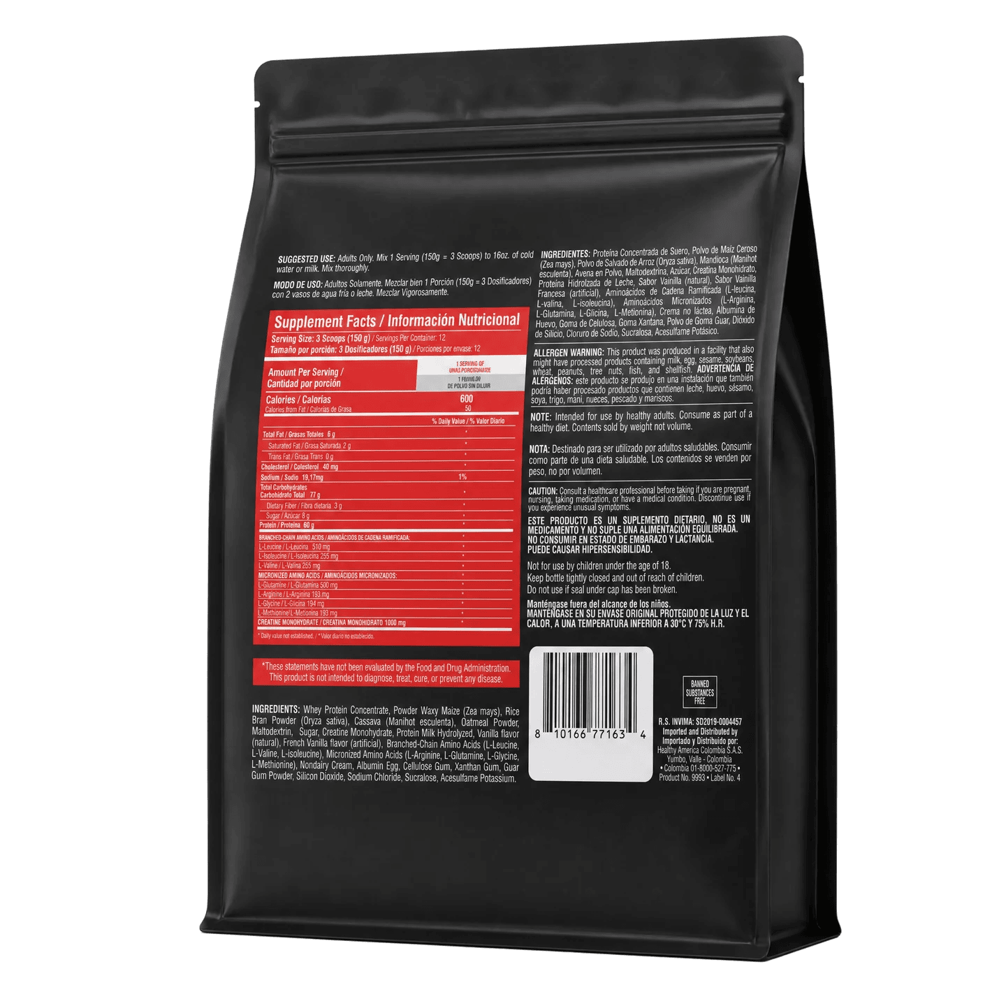 BARBARUS VANILLA FLAVOR DOYPACK 1820GBARBARUS VANILLA FLAVOR DOYPACK 1820G BARBARUS VANILLA FLAVOR DOYPACK 1820G Healthy Sports 1820 g vista adicional