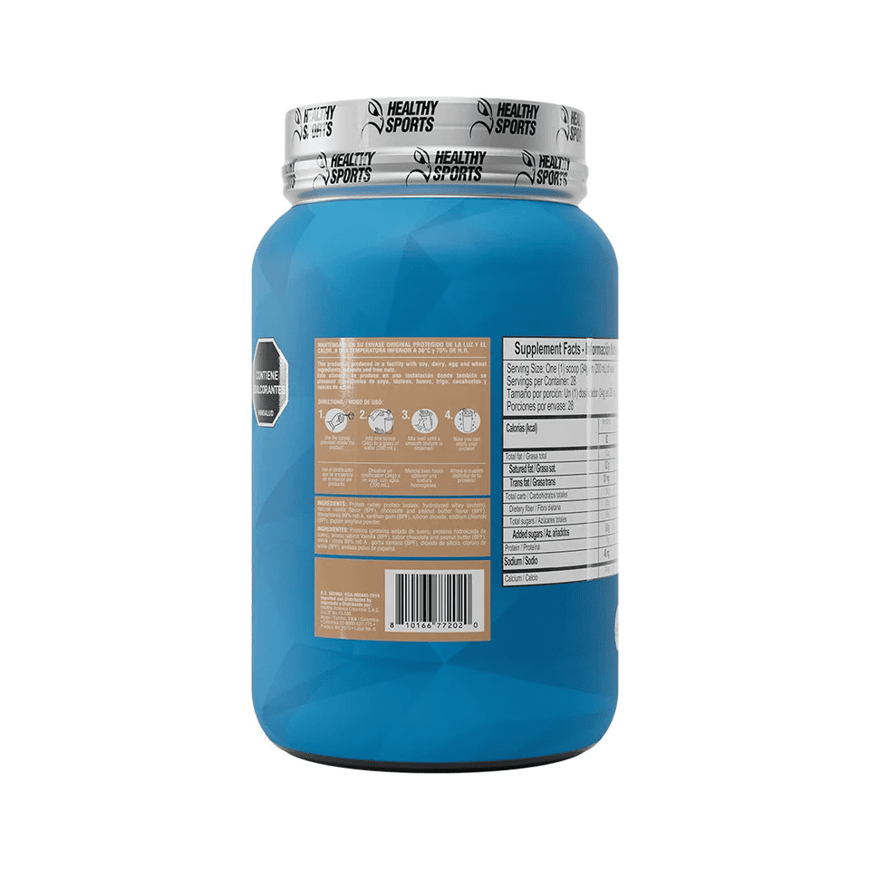 ISO WHEY 100% CHOLATE & PEANUT 952G ISO WHEY 100% CHOLATE & PEANUT 952G Healthy Sports 952 g detalle del producto
