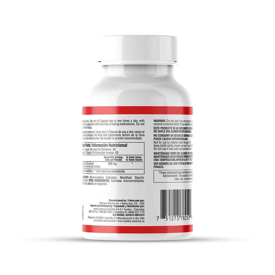 RESVERATROL COMPLEX X 60 CAP HA RESVERATROL COMPLEX X 60 CAP HA Healthy America 60 Cápsulas vista adicional