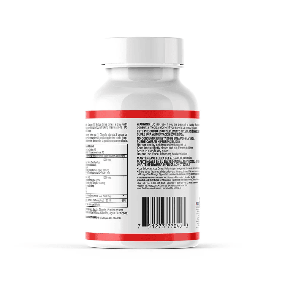 TRIPLE OMEGA 3 6 9 1200 MG X 120 PERLA HA TRIPLE OMEGA 3 6 9 1200 MG X 120 PERLA HA Healthy America 120 Cápsulas vista adicional