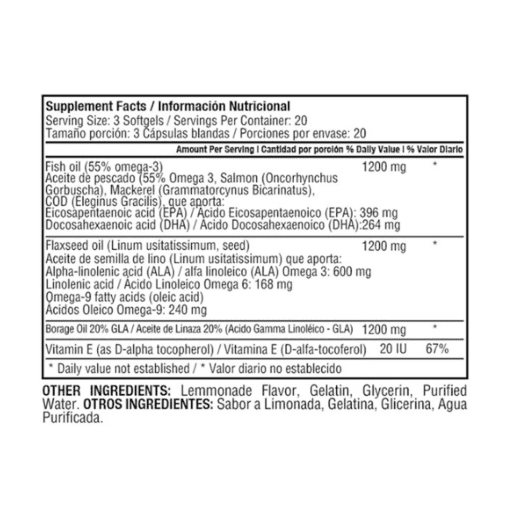 TRIPLE OMEGA 3 6 9 1200 MG X 60 PERLA HA Healthy America 60 Cápsulas detalle del producto