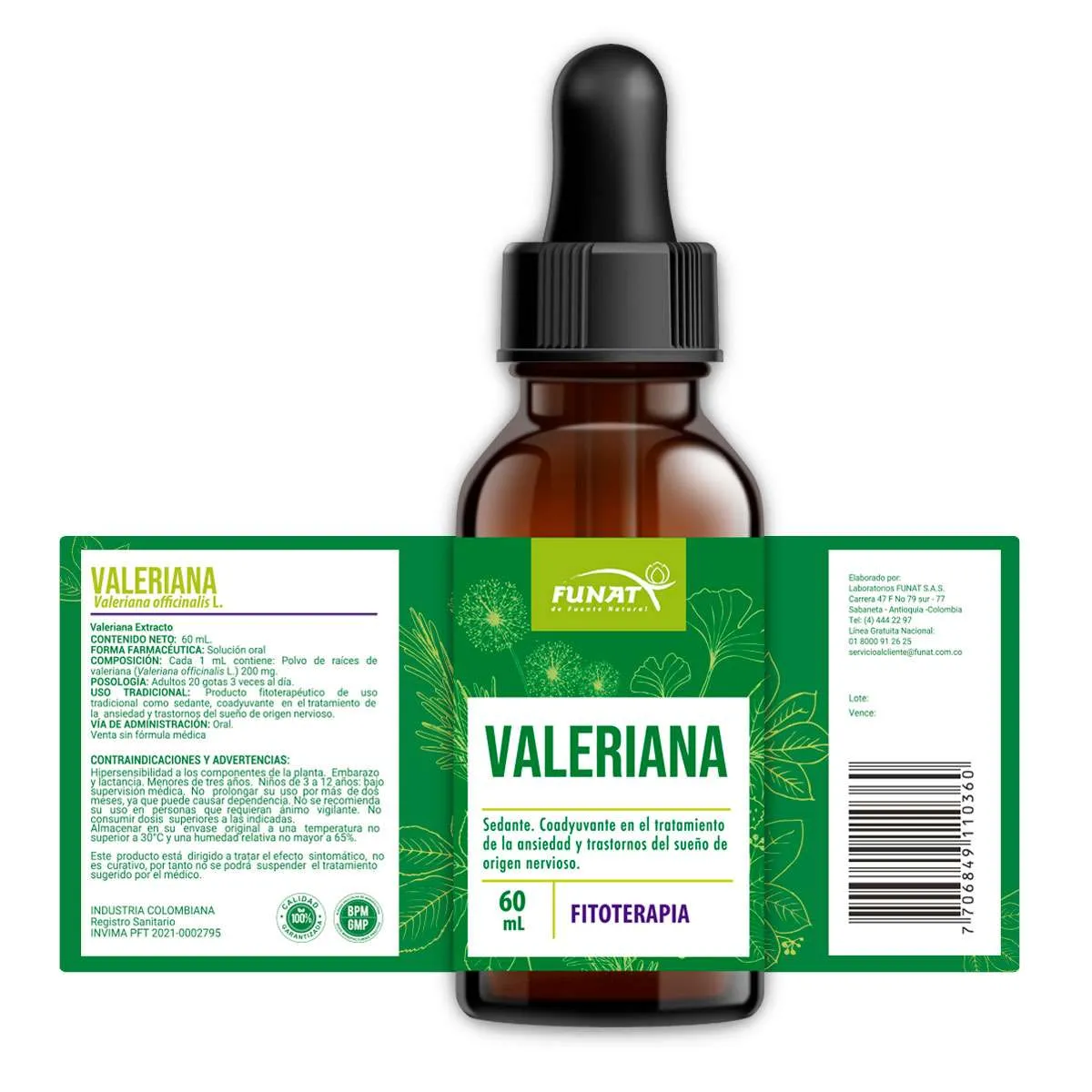VALERIANA GOTAS X 60 Ml VALERIANA GOTAS X 60 Ml Funat 60 mL vista adicional