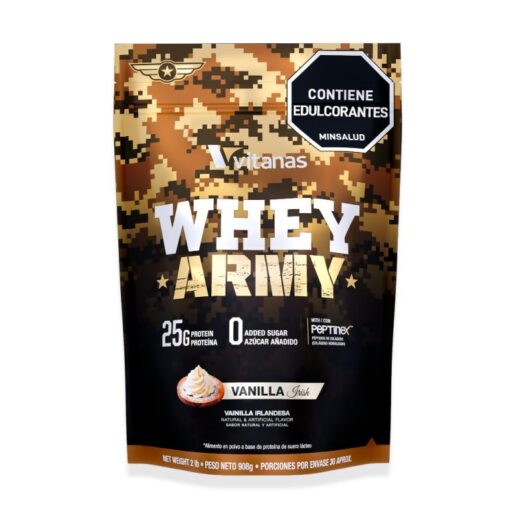 WHEY ARMY VAINILLA IRLANDESA X 2LBS (15) Vitanas 2 Lbs